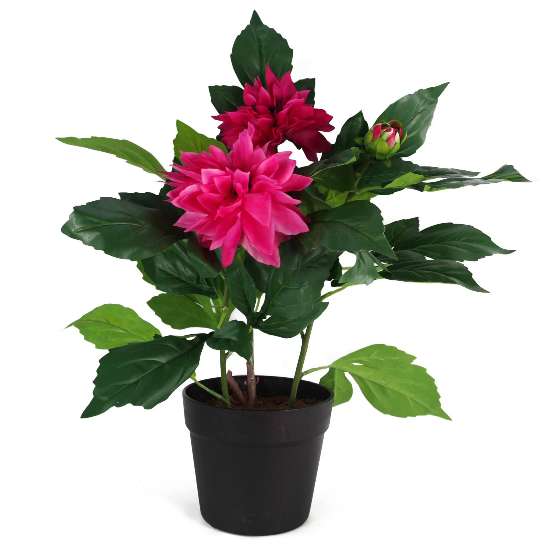 Leaf Design UK Realistic Artificial Flower Plant Tree, 50cm, Dhalia Pink