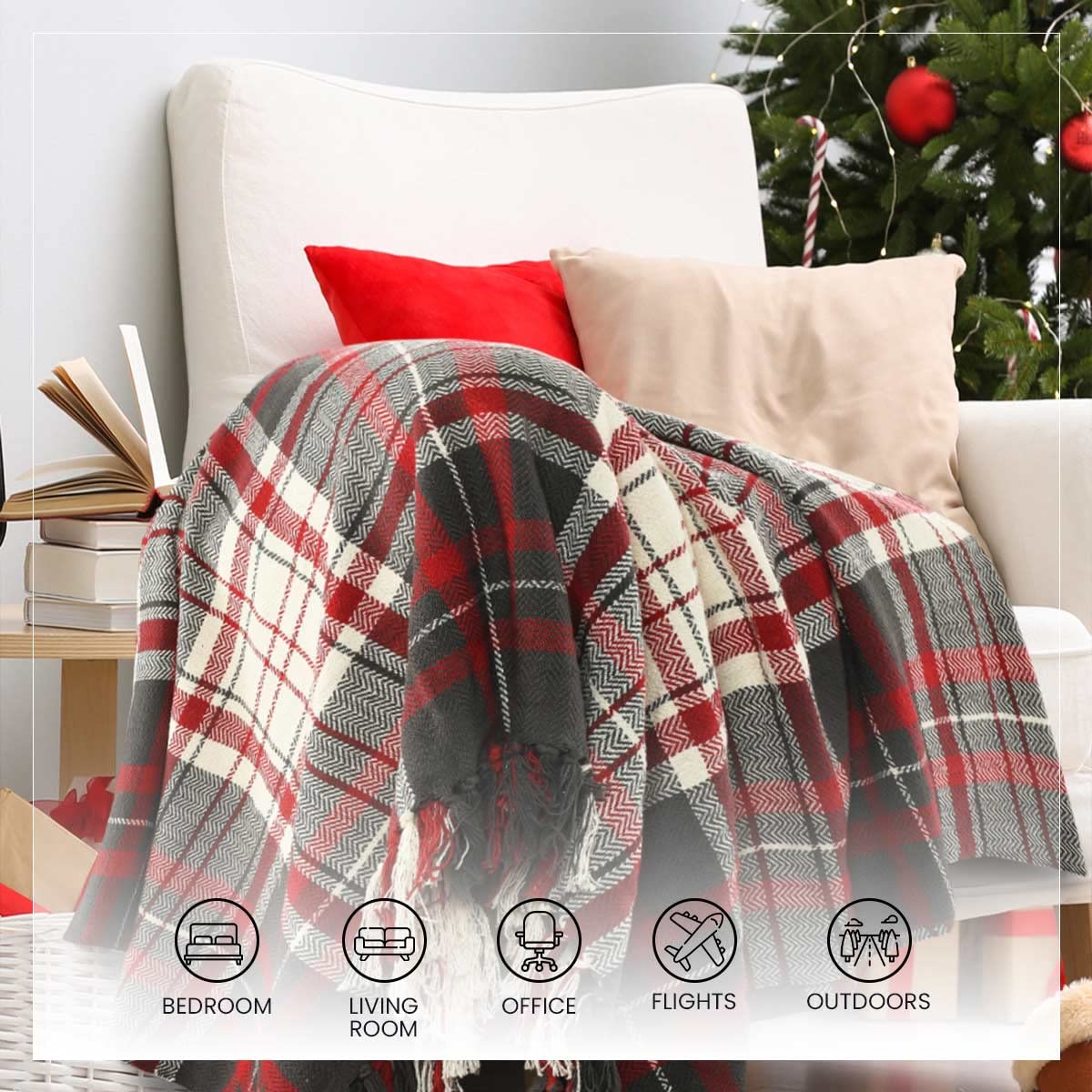 SASHAA WORLD Christmas Throw Blanket - Red & Black -7 SASHAA WORLD Christmas Throw Blanket - Red & Black -7