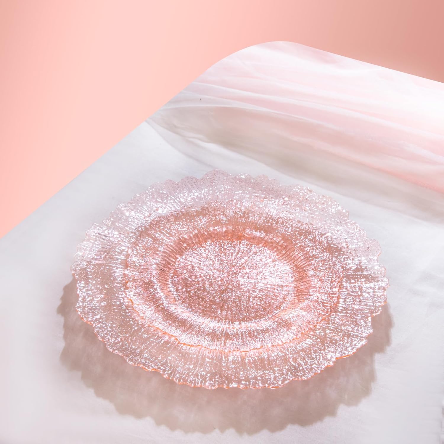 U-QE 60PCS Pink Plates for Party - Pink Plastic Plates Disposable Heavy Duty - Clear Pink Plastic Plates for Mother's Day Including 30 Plastic Dinner Plates 10" & 30 Plastic Dessert Plates 7"