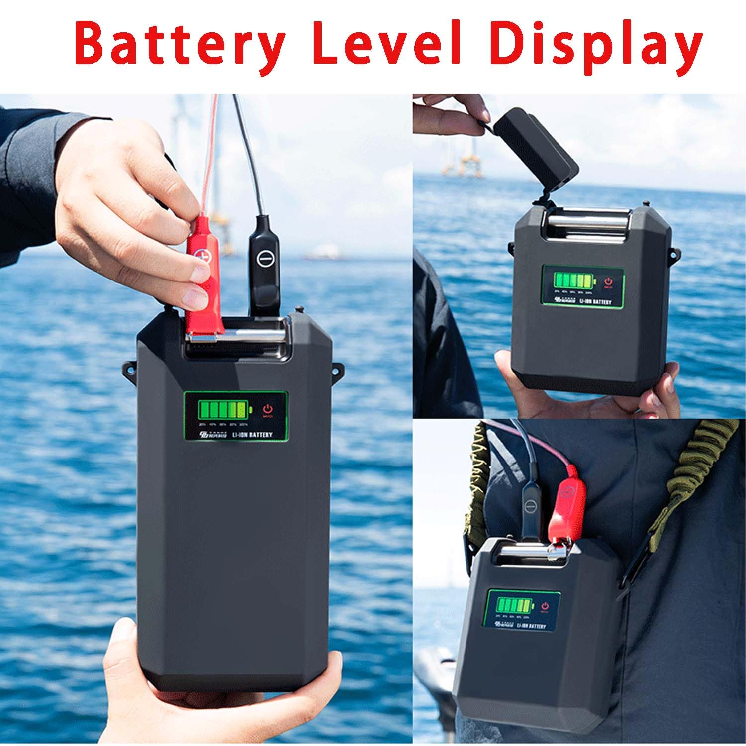 Batería de Litio para cabrestante eléctrico de 14,8V 7500mAh, 10000mAh, 15000mAh para Carrete de Pesca con indicador de Carga y Cargador, batería para caña de Pescar