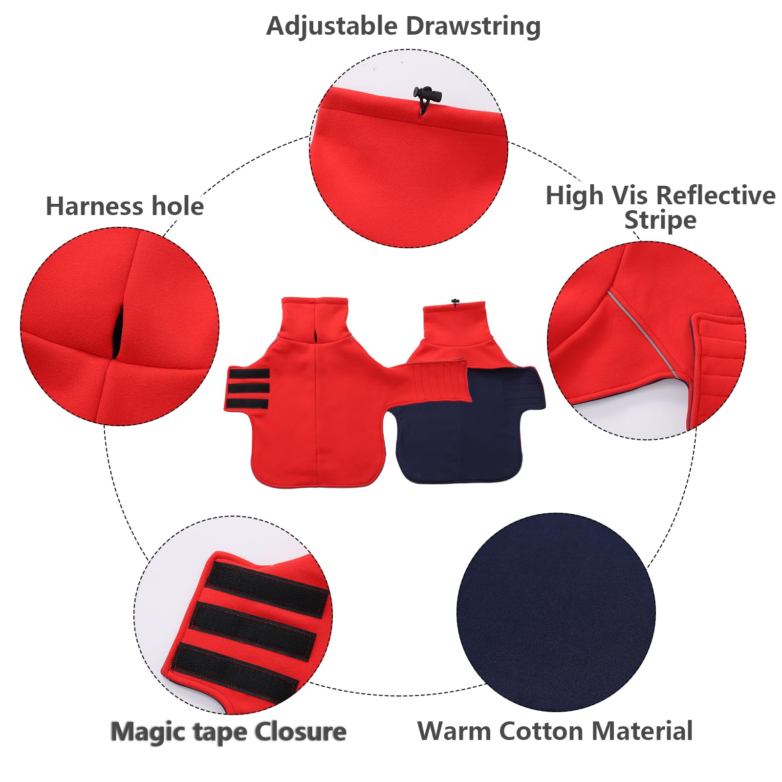 Geyecete Warm Thermal Quilted Dachshund Coat,Double sided wear Dog Winter Coat with adjustable high collar,Outdoor Dog Apparel for Small,Medium,Large Dog-Red-M - Image 2