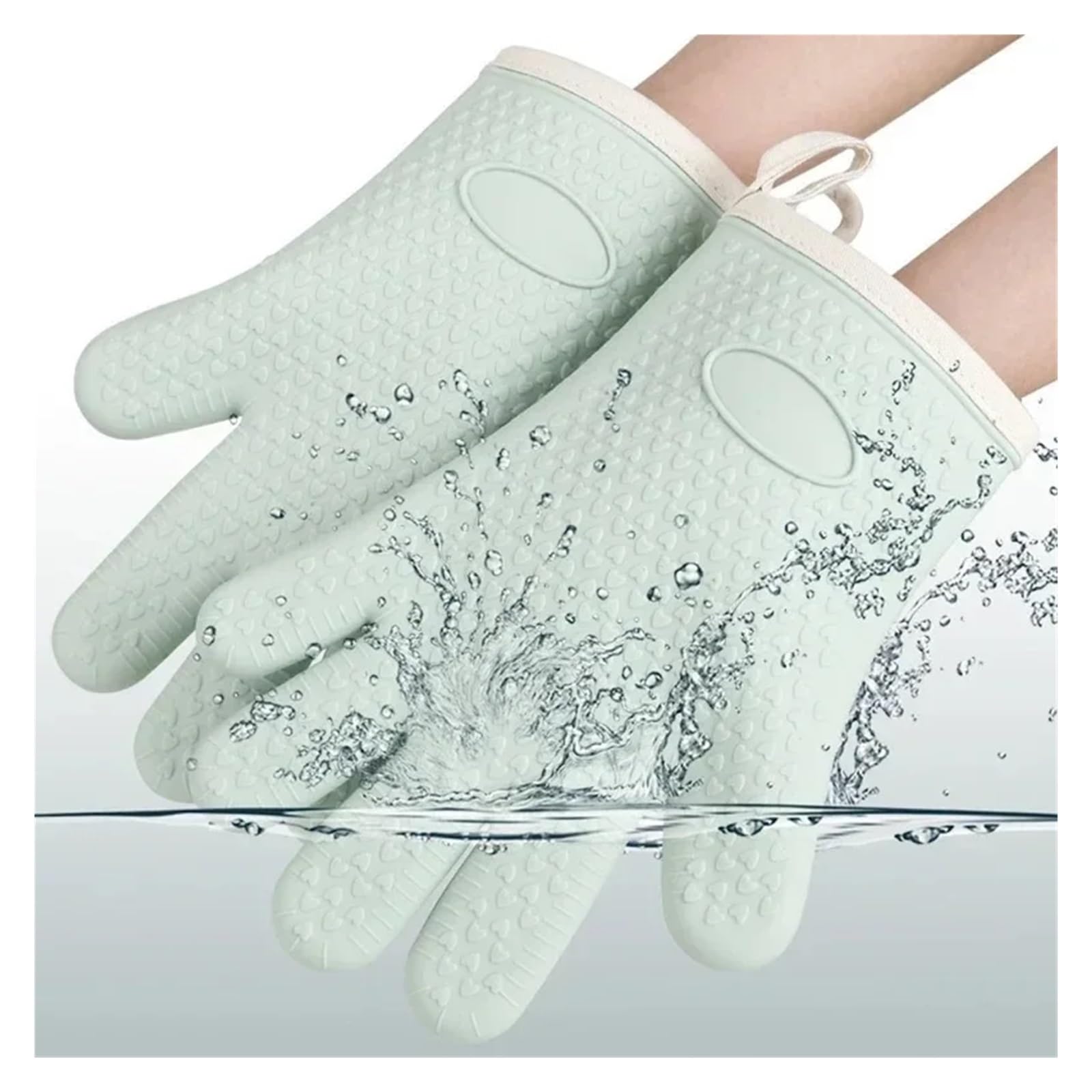 Guanto da cucina silicone cotone, guanto forno antiscivolo a cinque dita | 1 pezzo coprimano per forno e microonde, per pasticcerie, pizzerie, panifici e hot pot(WSB0173021)