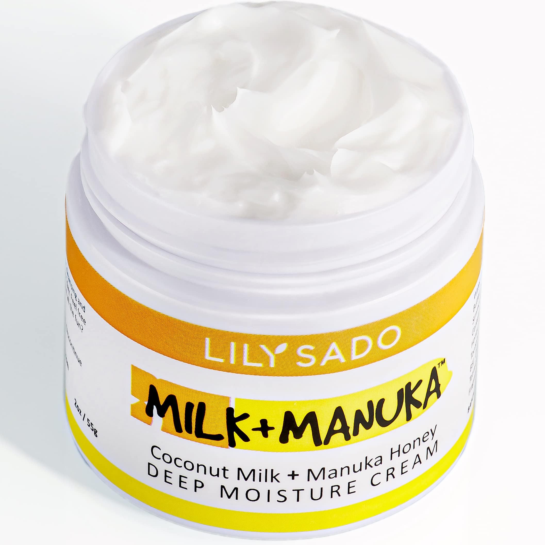 LILY SADO MILK+MANUKA™ Coconut Milk & Manuka Honey Natural Face Moisturizer - Non Greasy Organic Facial Cream with Cocoa Butter & Gotu Kola - Amazing Anti-aging, Cruelty-Free Formula. For Women & Men