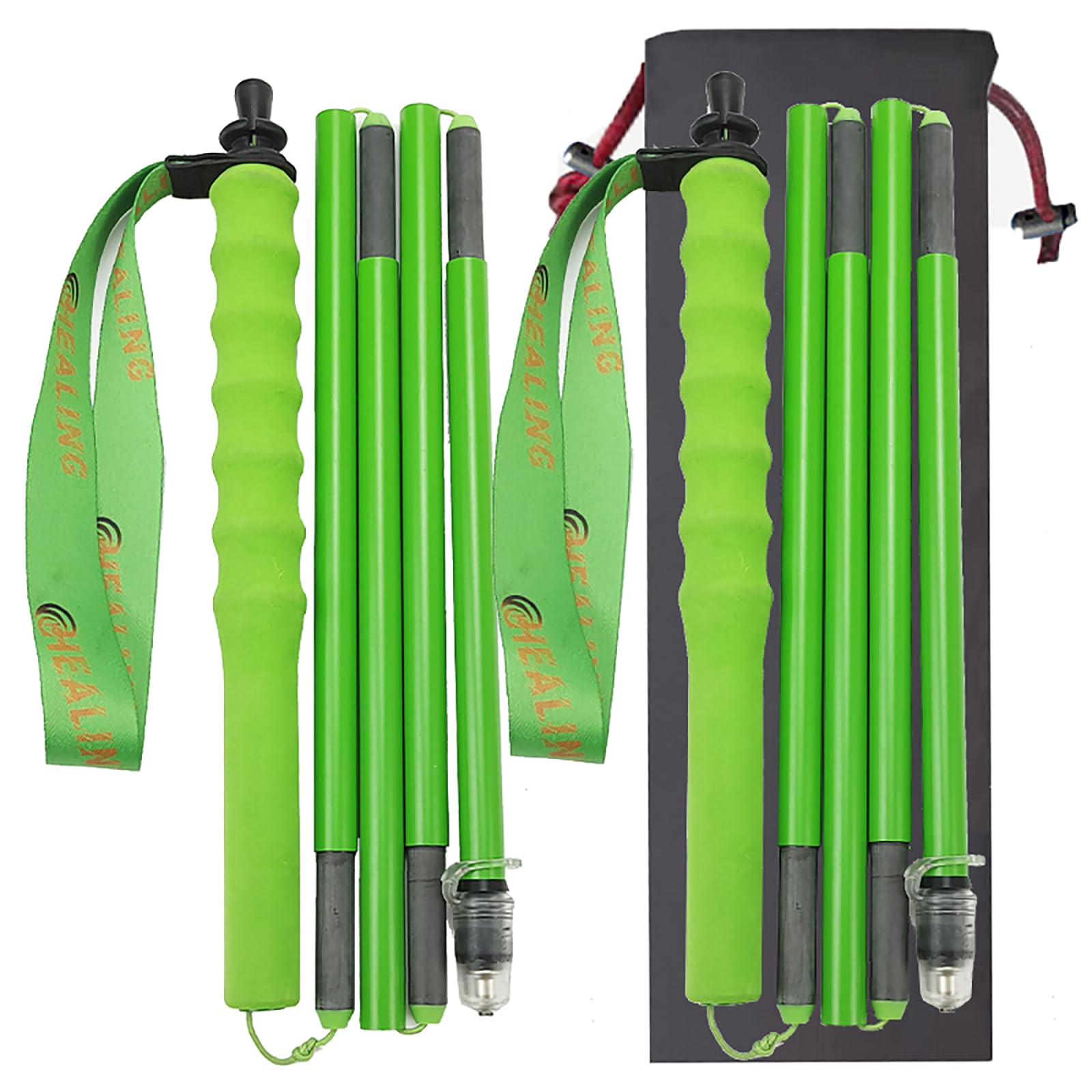 OKHEALING High Strength Carbon Fibre Trekking Poles 2 pcs, Folds Into 5 Sections, Lightweight and Strong, Protects Joints, Suitable for Hiking, Trekking and Mountaineering (Green, 120cm) โ image 1