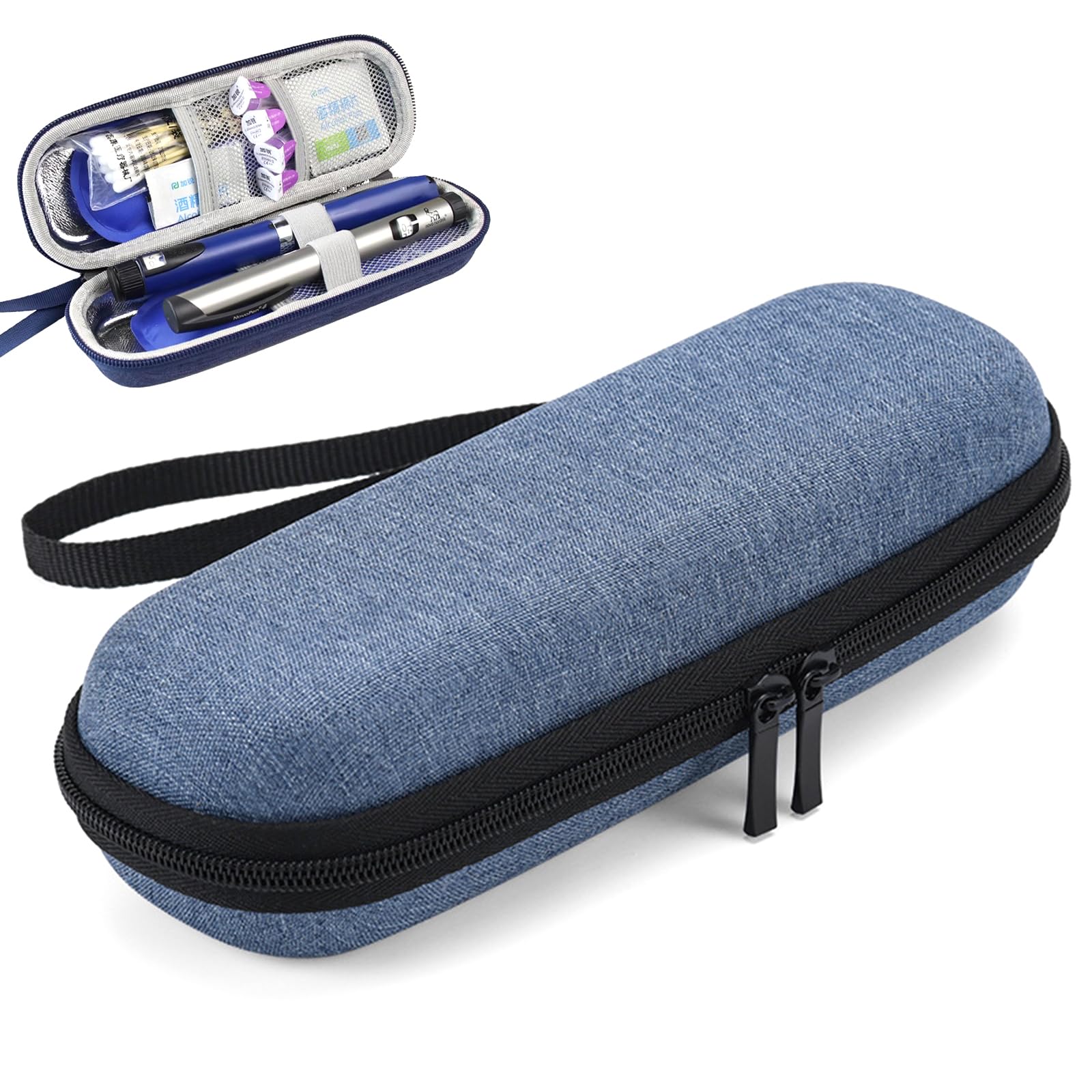 Pizsieat Nevera Portatil Insulina, Bolsa Enfriadora de Insulina, Bolsa de Insulina Organizador Portátil, Estuche de Insulina Para Insulina u Otros Diabéticos Suministros (Sólo Bolsa, Azul Marino)