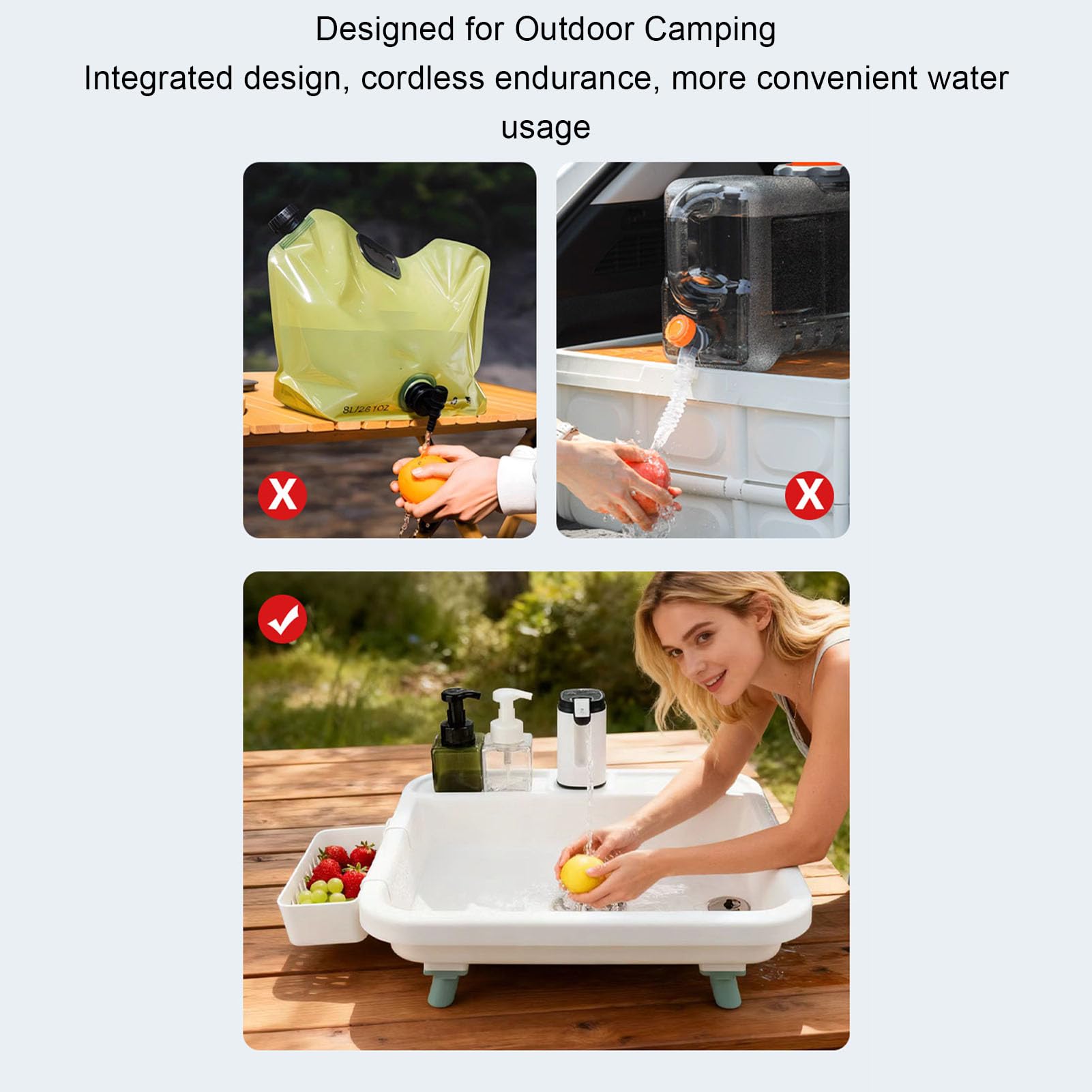 Lavabo Portátil para Camping con Bomba de Agua Eléctrica