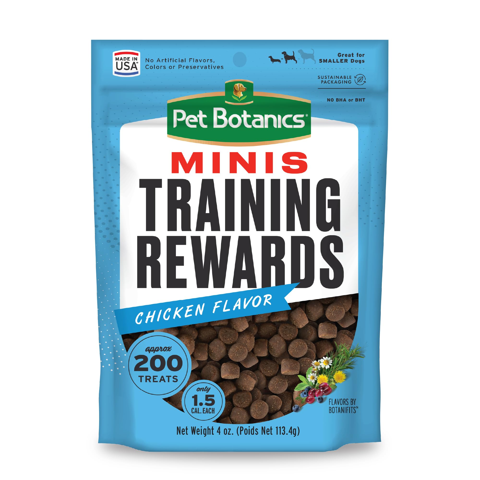 Pet Botanics Training Rewards Mini Soft & Chewy Dog Treats, Chicken, 4 oz 4 Ounce (Pack of 1)