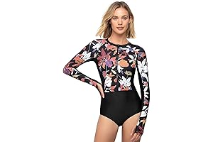AXSEA Women's Long Sleeve One-Piece Rash Guard Swimsuit: UV Protection and Style