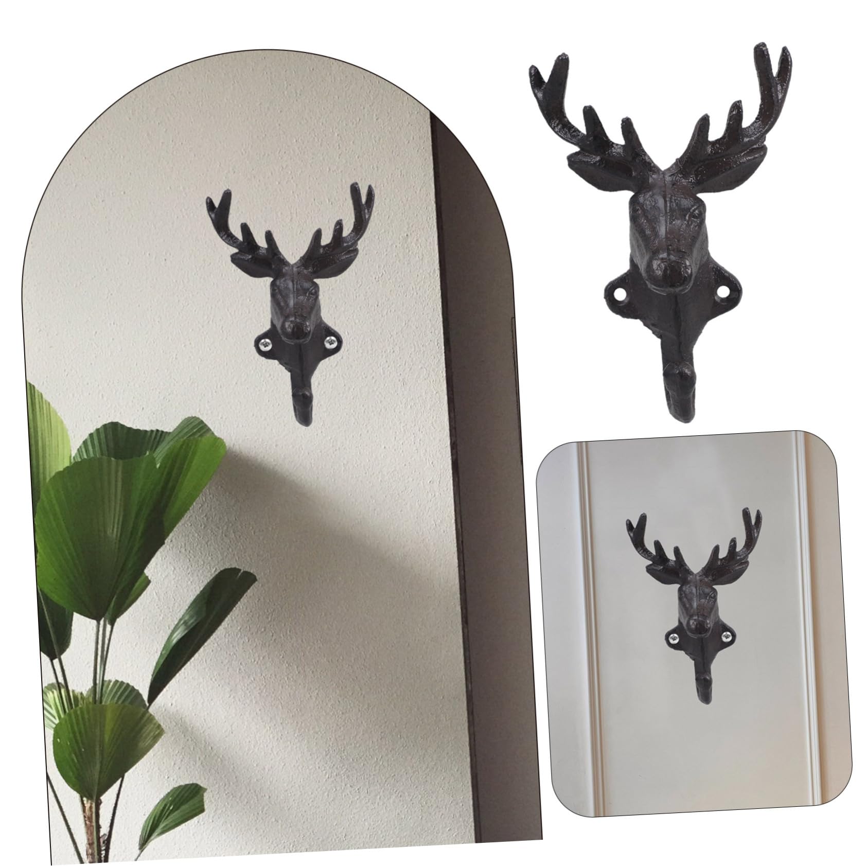 鹿の頭 タオル掛け 鋳鉄製 アンティーク調　ビス付　４個セット 鹿の頭 タオル掛け 鋳鉄製 アンティーク調ビス付4個セット