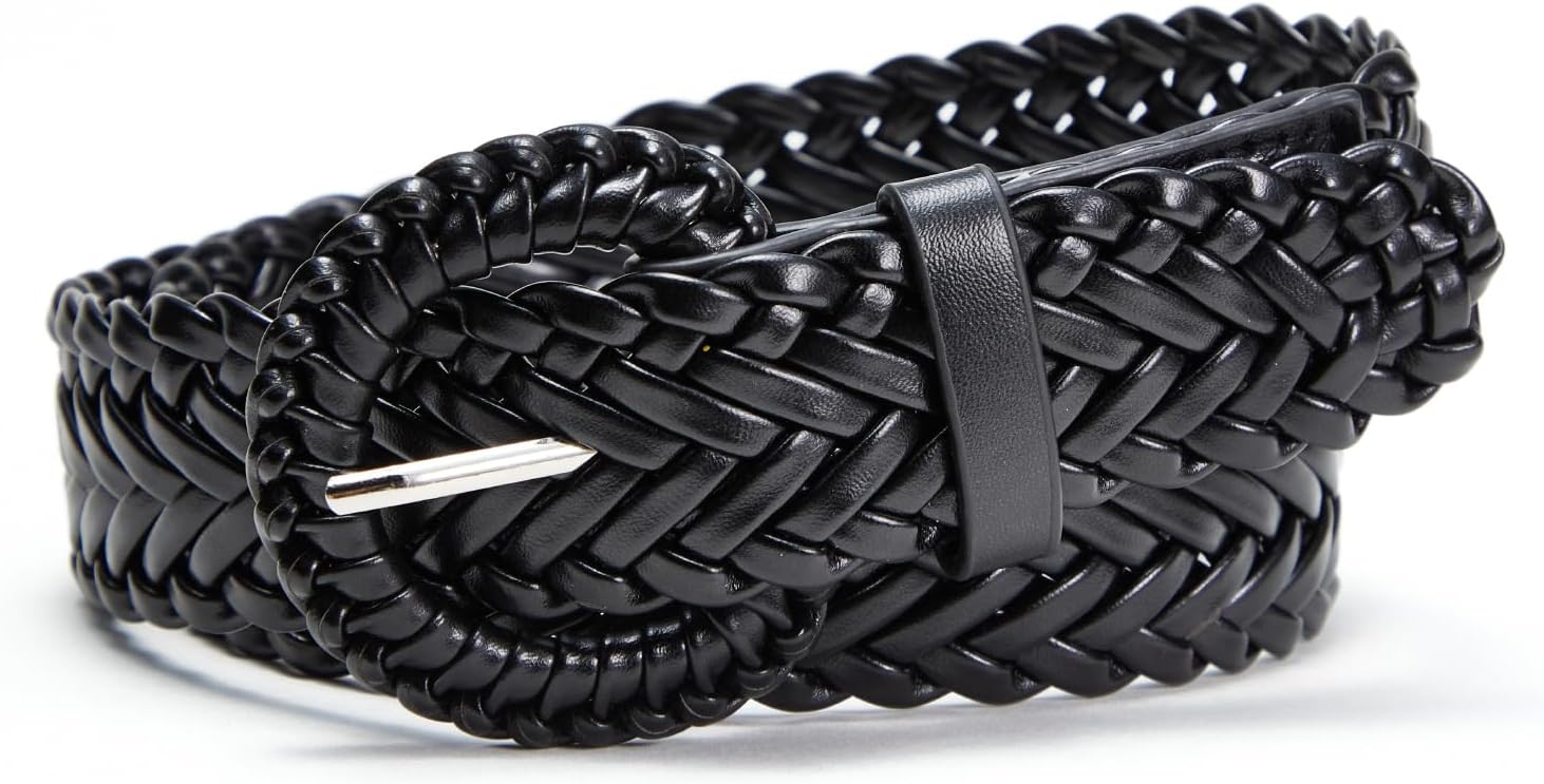 Woven Belts for Women Braided Leather Belt Wide Fashion Boho Waist Belt for Dresses Jeans Pants