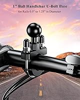Vista 2 de BRCOVAN 1'' Ball Handlebar U-Bolt Mount Base, Fit for Round Rails 0.5'' to 1.26'' in Diameter, Compatible with RAM Mounts B Size 1 inch Ball Double