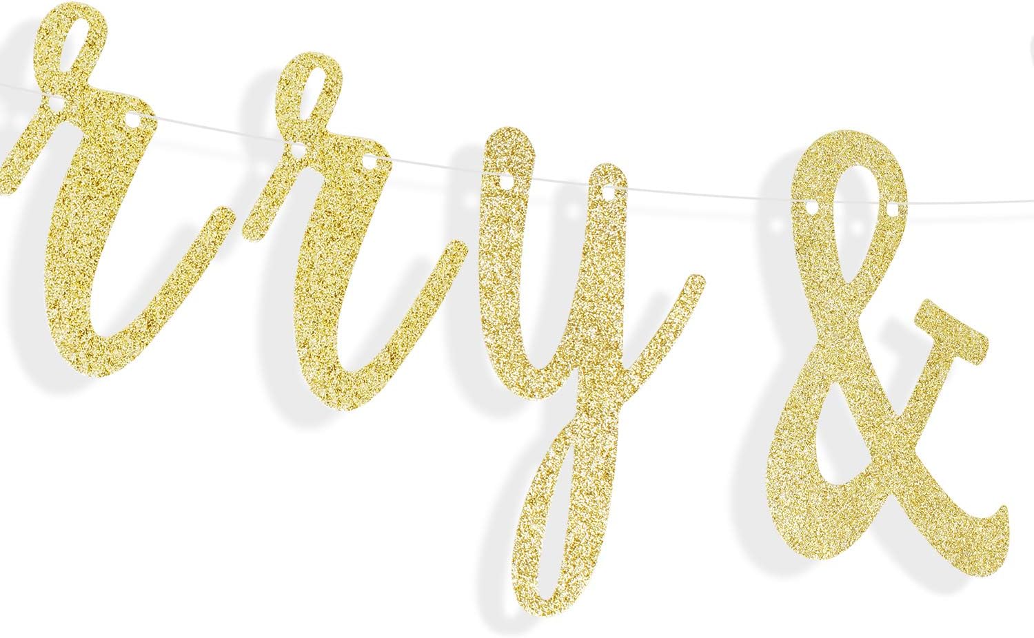 LINGTEER Merry & Bright Gold Glitter Bunting Banner Perfect for Merry Christmas Xmas Festival Holiday Party Decorations. image 4