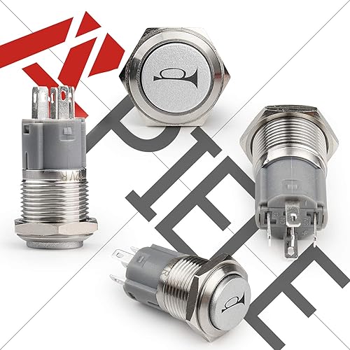 Miniatura 3 de APIELE Interruptor de palanca de bocina de altavoz momentáneo de 0.630 in y 12 V, orificio de montaje de 0.63 pulgadas, orificio de montaje 1NO 1NC