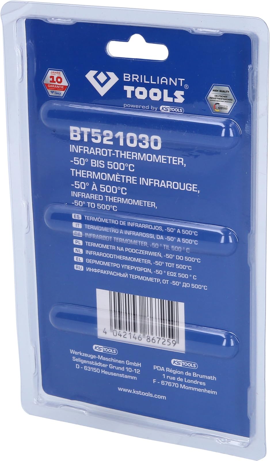 BRILLIANT TOOLS BT521030 Pirometr laserowy, -50° - 500° [Powered by KS TOOLS]