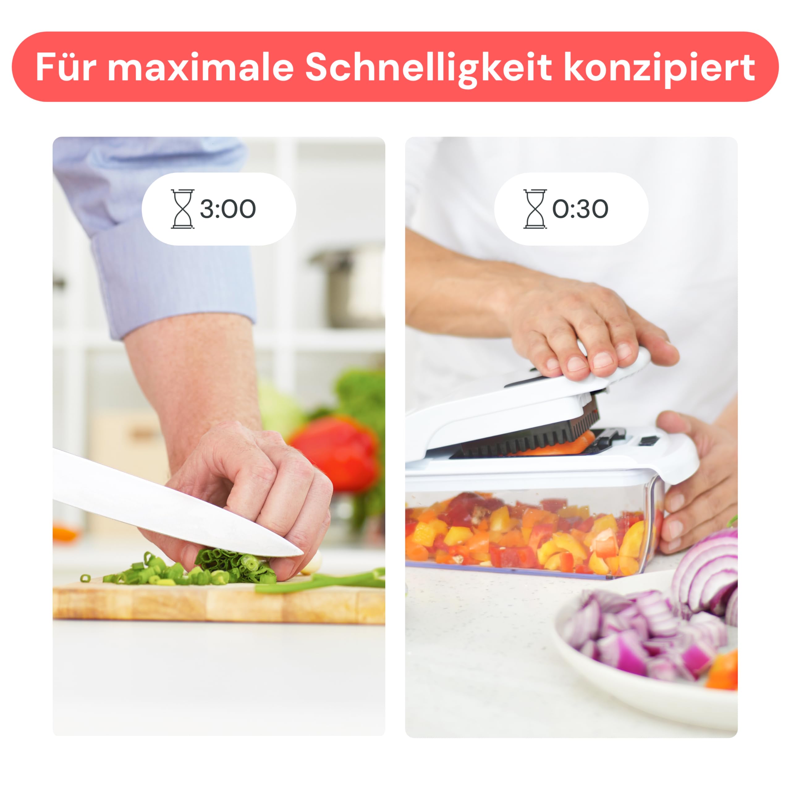 Fullstar Gemüseschneider und Spiralschneider - Zwiebelschneider Zerkleinerer - Gemüse Schneider Würfelschneider für Kartoffeln Gurken Früchte - Küchenzubehör und Küchengeräte (PRO 4-in-1, Weiß)