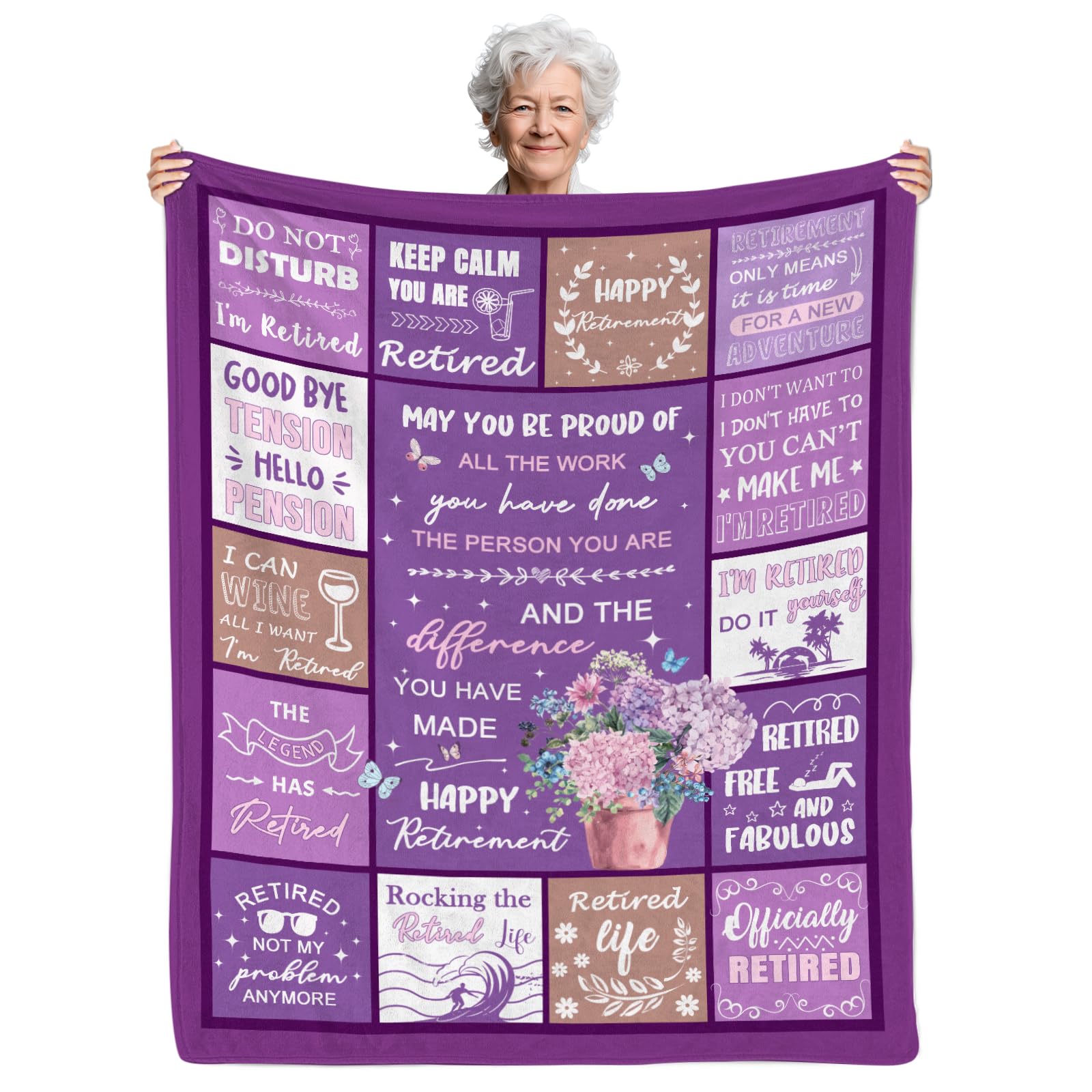 Fiwbnasz Retirement Gift for Woman, Happy Retirement Blanket for Women Men 2026, Funny Retired Blanket for Women, Funny Farewell Gifts for Coworkers,