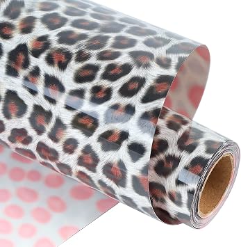 guangyintong Heat Transfer Vinyl Leopard Print Pattern HTV Rolls, 12" x 8ft