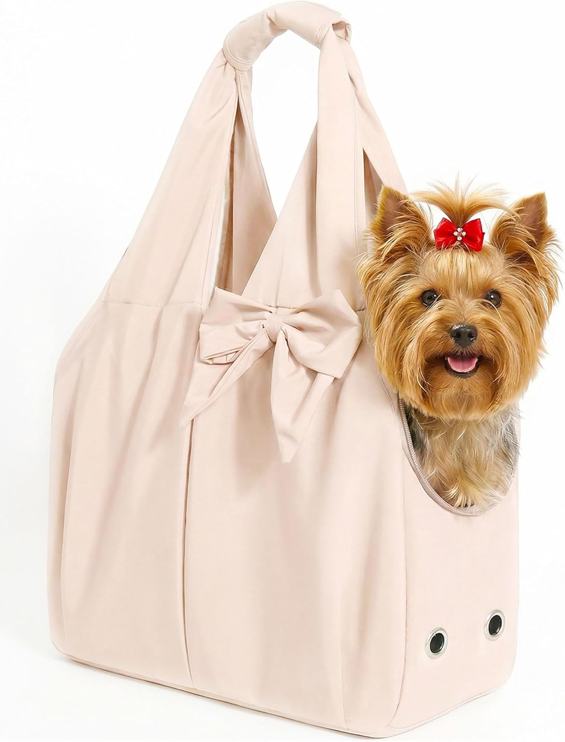 Dog Purse Carrier for Small Dogs, Soft Dog Tote Bag Carrier with 4 Large Pockets, No Collapse, Lightweight, Smart Zipper Lock, Comfortable Puppy Cats Rabbit Carrier for Travel, Outdoor(Pink)