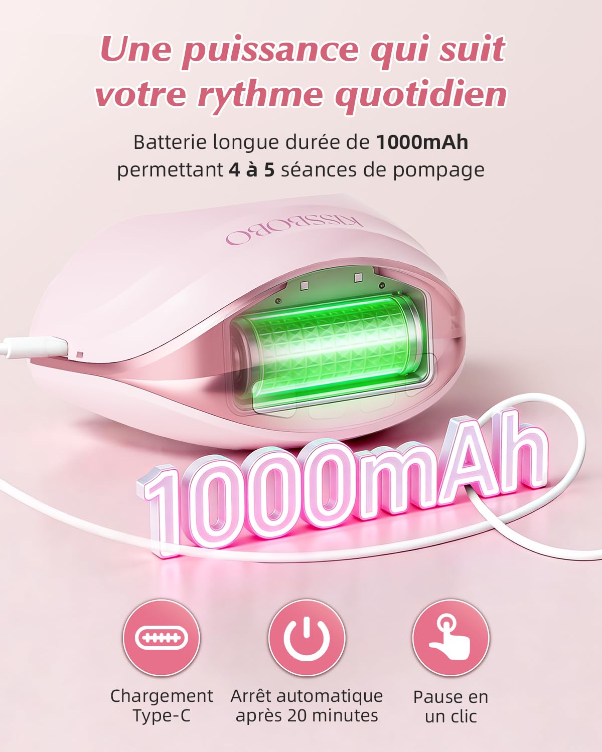 KISSBOBO Coffret cadeau Tire Lait Electrique Ultra plat | 3 Modes 8 Niveaux, Main Libre Double, super silencieux pour un pompage discret (Crème 2 Pièces)