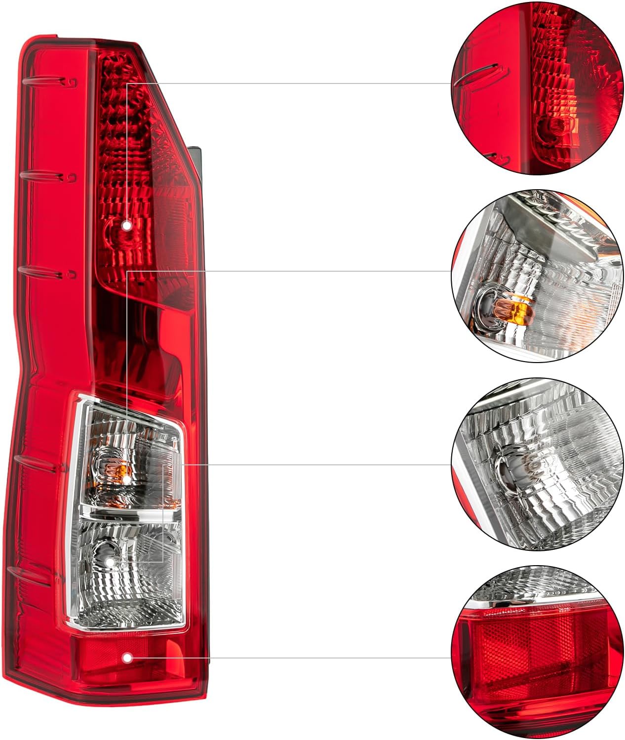 LYNICESHOP Halogen Tail Light Assembly, Rear Brake Lamp, For 2019-2023 Toyota Hiace, SBP-BP4231-1 (Driver+Passenger Side Taillight)