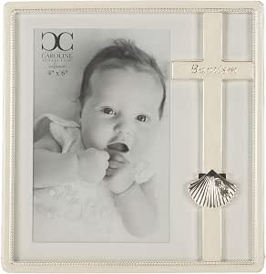 Roman Baptism Photo Frame - Holds 4x6 Photo, 6.5" X 6" Metal Cross Design, Free-Standing - View #7