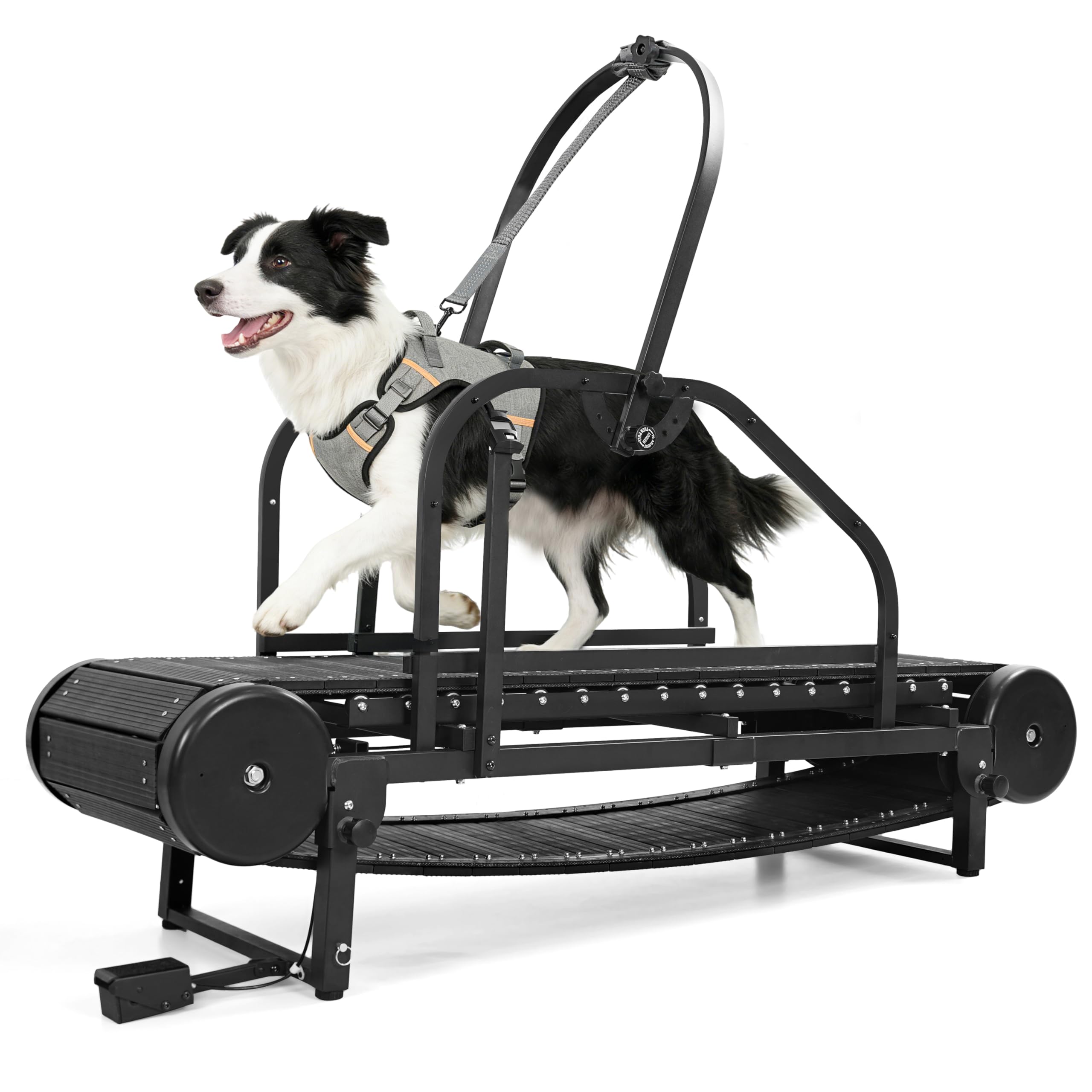Non-Motorized Dog Treadmill for Large/Medium Dogs with Pedometer, Wide Running Slatmill, Self-Powered with Brake, 5-Level Incline, Heavy Duty Slatmill Indoor Training Equipment