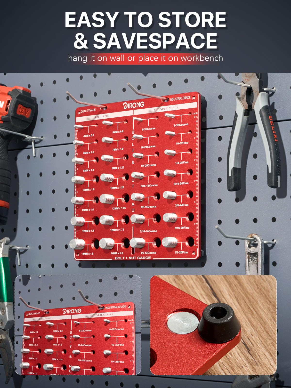 Thread Checker 28 Nut And Bolt Thread Checker Industrial Grade Bolt Size And Thread Identifier Gauge 14 Standard And 14 Metric Bolt And Nut Gauge - View #10