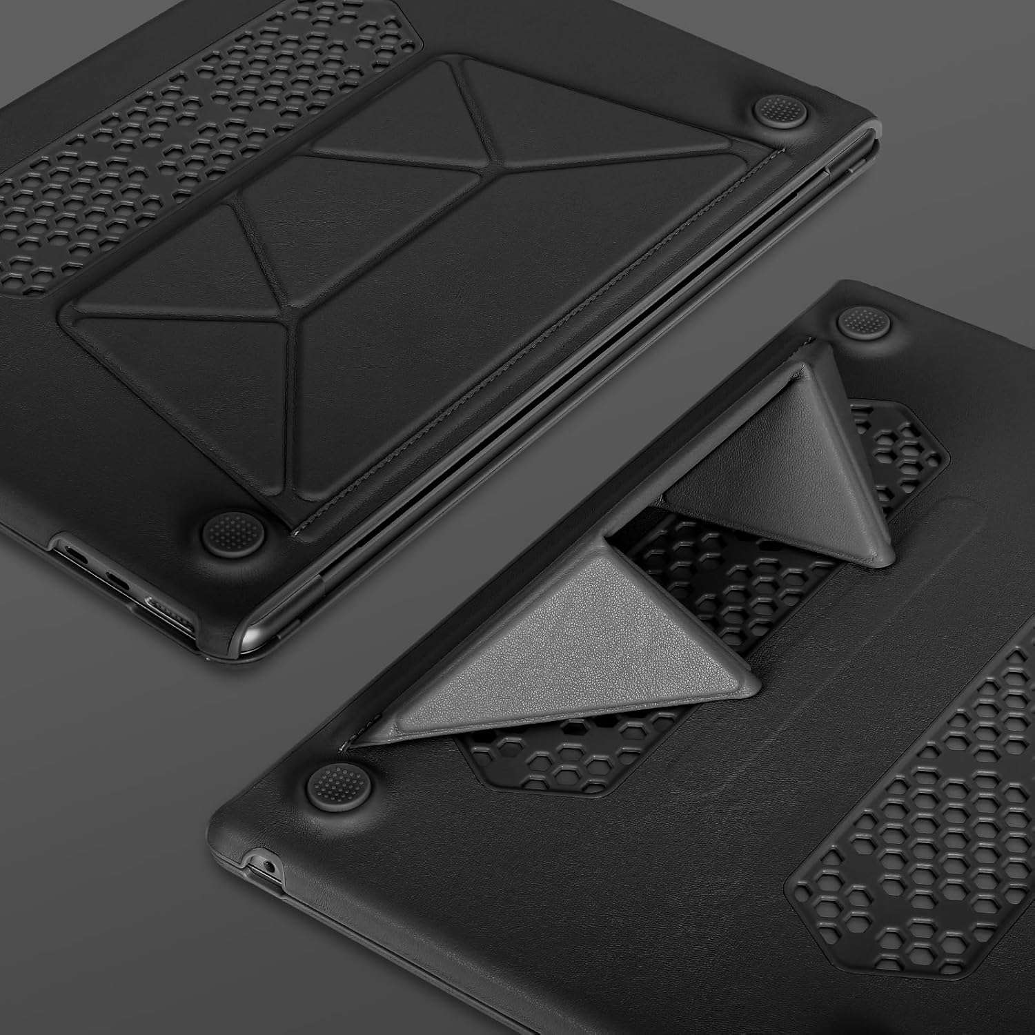 MOSISO Compatible with MacBook Air 13 inch Case 2026 2025 2024 2023 2022 M4 A3240 M3 A3113 M2 A2681, PU Leather Coated Plastic Hard Shell Cover with Fold Kickstand for MacBook Air 13.6 inch Case,Black - Image 6