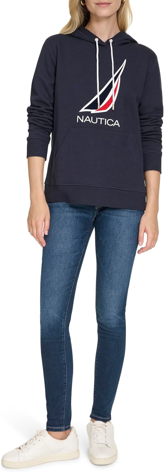 Nautica womens Pullover Logo Hoodie Sweatshirt