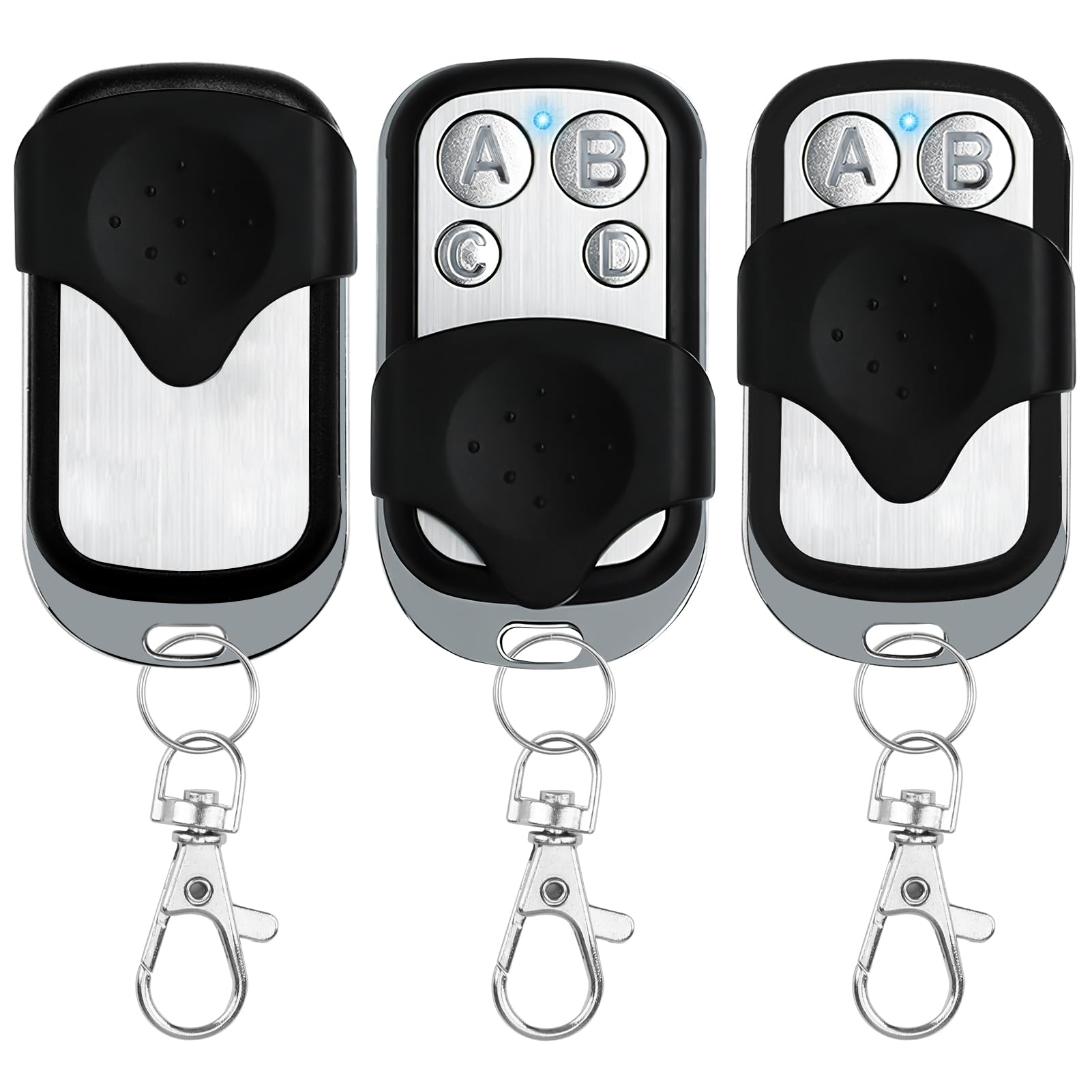 3Pcs Gate Remote Control Fob Universal Garage Door Opener Remotes 433.92MHz Electric Gate Fob with Key Cover Slide 4 Button Fixed Code Duplicator