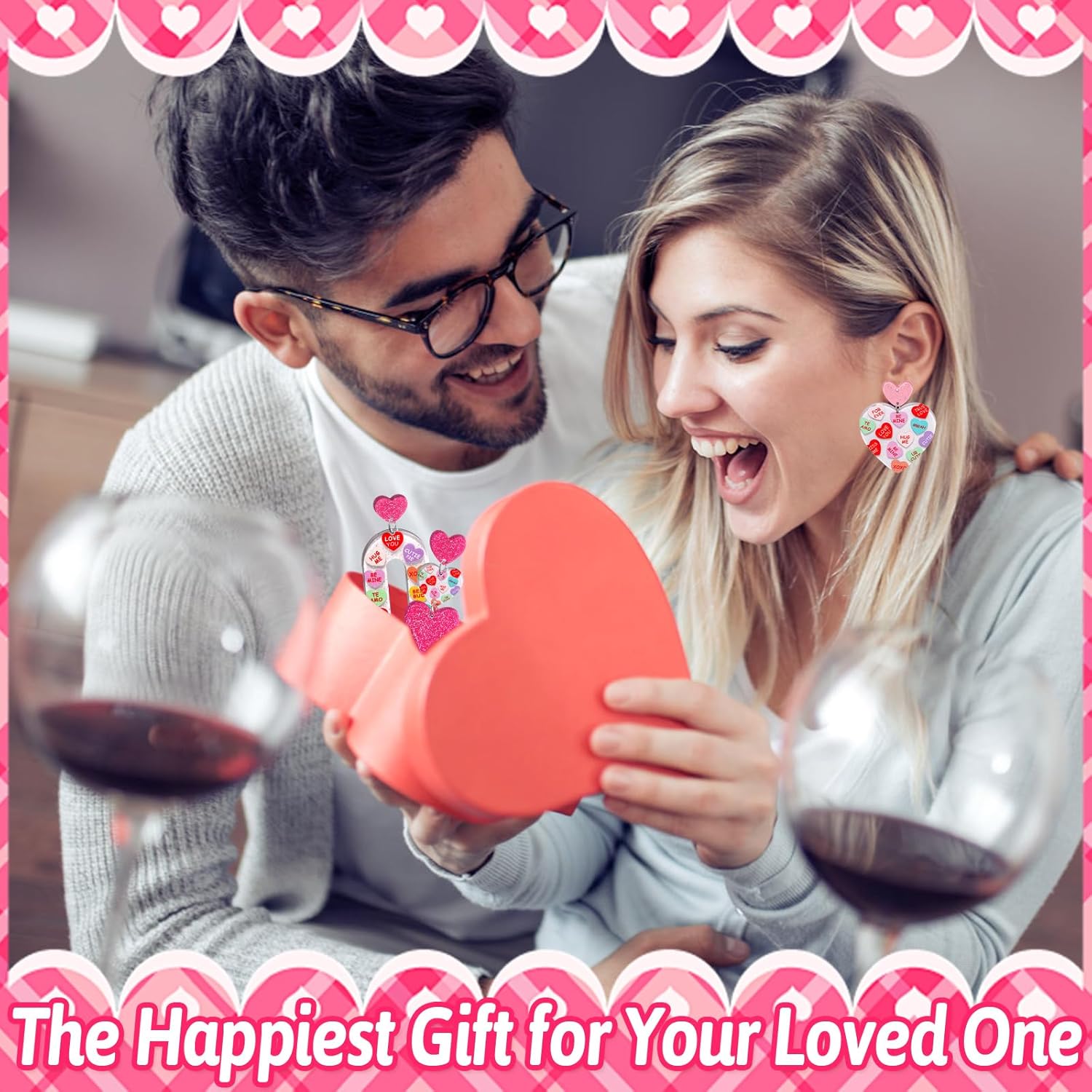 6 Pairs Valentine's Day Earrings for Women, Valentines Heart Earrings Arch Bow Tassels Holiday Dangle Earrings Bulk for Women,Holiday Jewelry Gifts for Women and Teens - Image 4