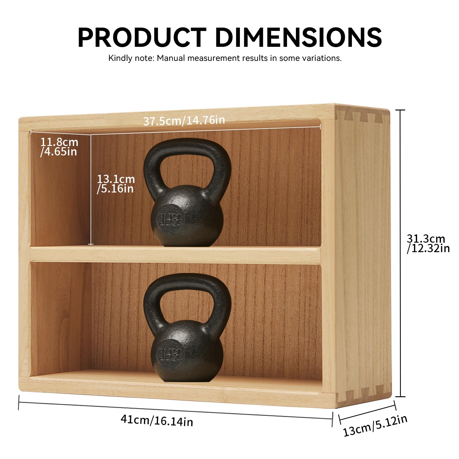 KIRIGEN Holzregal, Küchenregal und Schreibtisch-Organizer, Natur | 2 Ebenen; ca. 41 × 13 × 31,3 cm; Paulownia-Massivholz; Schlitz-und-Zapfen-Verbindung; fertig montiert; Pflanzenöl-Finish