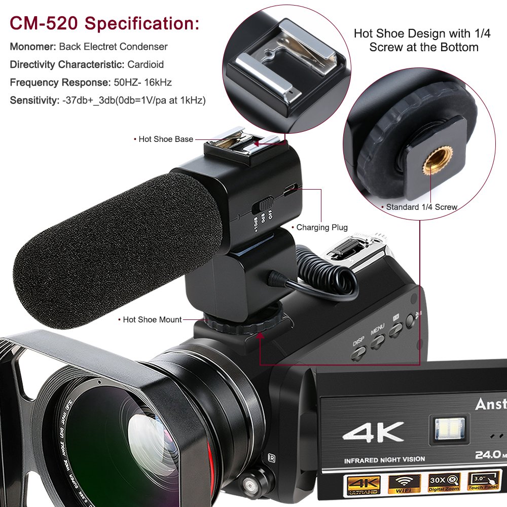 新品未使用4K VIDEO CAMERA DV-AC3K (BLACK) 4K Video Camera with 64MP Autofocus Anti Shake Vlogging