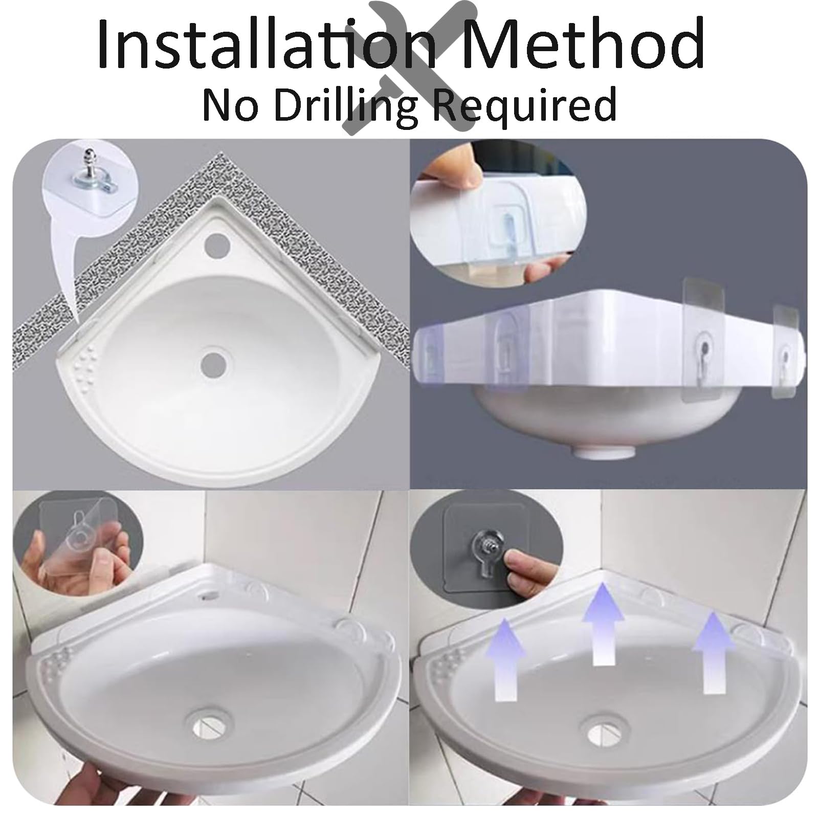 Lavabo D'angle en Plastique Mini lavabo Évier de Maison de Location Évier de Camping-car Évier Mural avec Robinet D'eau Froide Simple pour Cave Camping Jardin