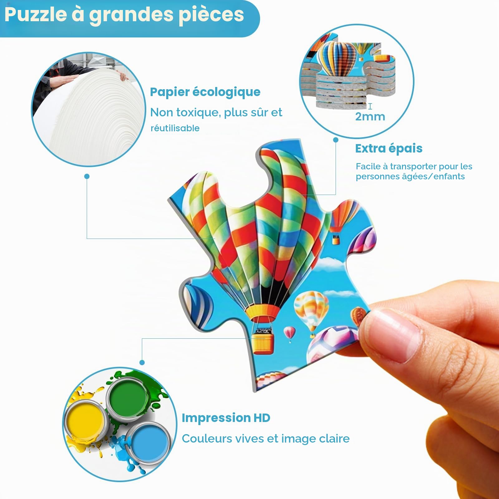 Lot de 6 Puzzles de 36 Grandes pièces pour Personnes âgées,Puzzles de 36 Pièces pour Personnes Âgées, Les Énigmes d'Alzheimer, Jeux de Mémoire et de Cognition pour Les Personnes Âgées
