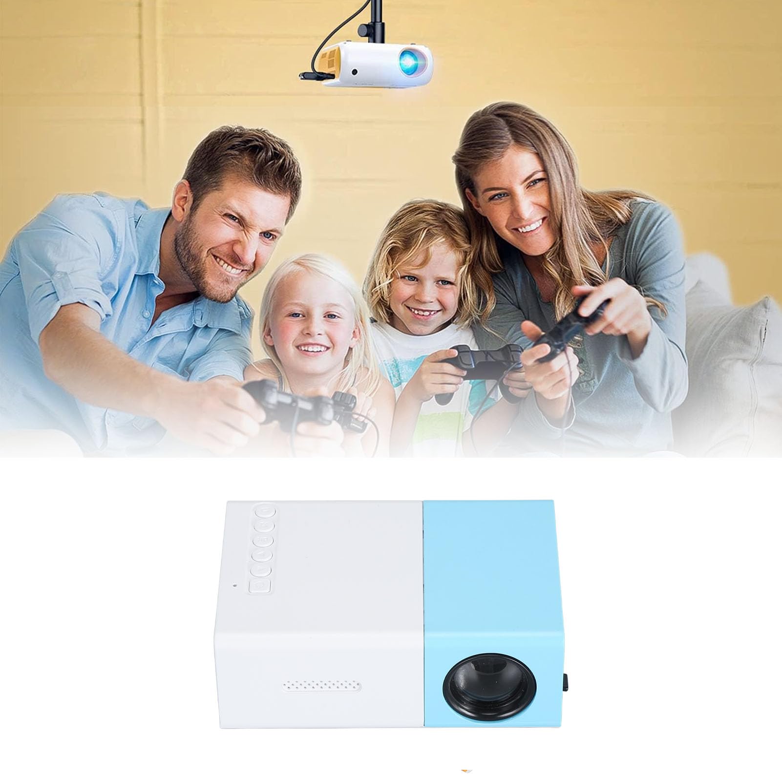 Mini Proyector, 1080P Full HD Proyector Led Compatible con Portátiles, Pc, Tabletas, Teléfonos Móviles, Proyector Vídeo Inteligente Cine En Casa para Dormitorio Al Aire Libre