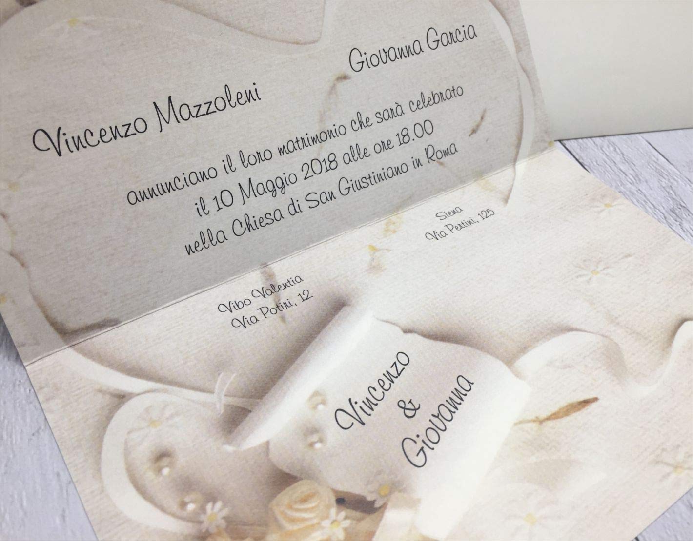 Set partecipazioni Nozze Personalizzate inviti Matrimonio BUONANNO cod. D009 (40)