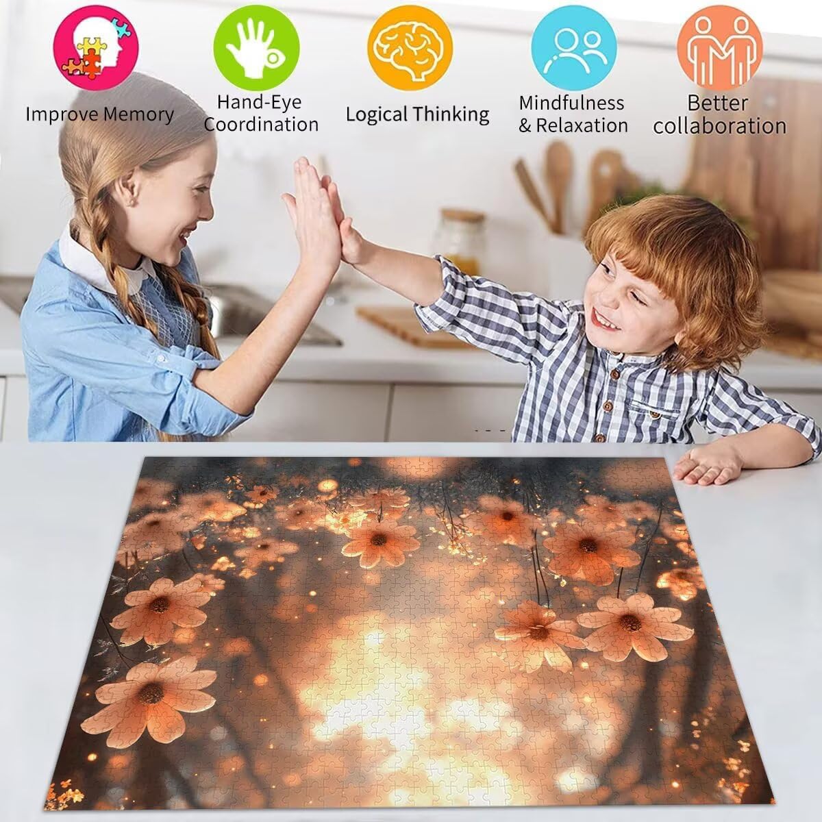Blume Puzzle für Erwachsene Kinder Anspruchsvoll 5000 Teile Impossible Klassische Puzzles Schwer Anlage ab 8 9 10 Jahre Mädchen Jungen Jigsaw Kunst Educa,für Dekoration und Geschenke 105x156cm t-361
