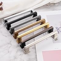 Vista 6 de Paquete de 10 tiradores para gabinete con agujero central de 3-3/4 pulgadas (96mm), tiradores de gabinete negro mate, manijas de cocina negras