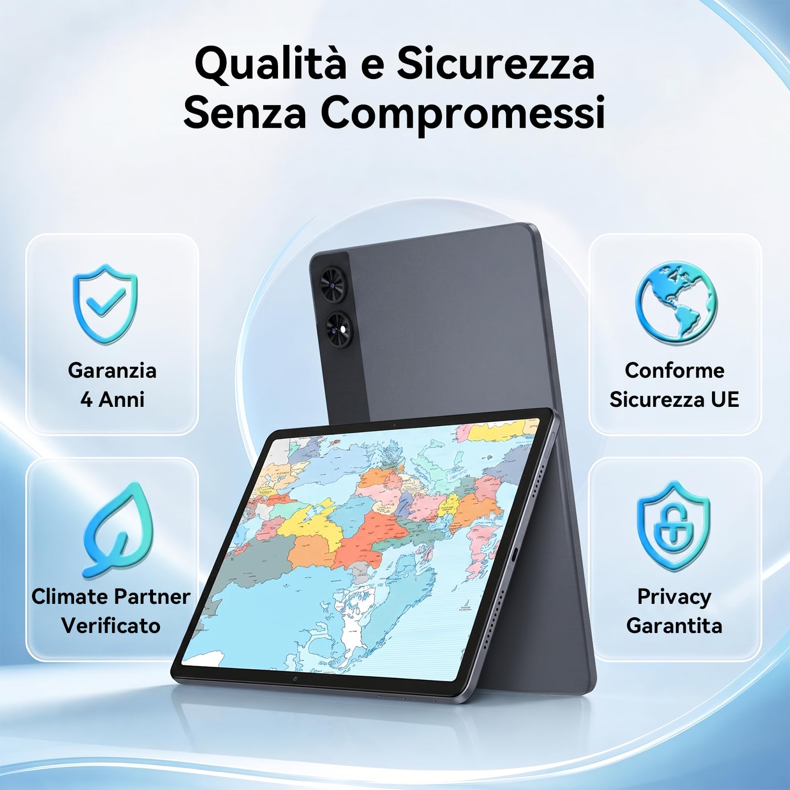 TABWEE 12 Pollici Tablet con Tastiera, 48 GB+256 GB, 10000 mAh | 1600 x 2400 QHD+, Widevine L1, 16 MP+8 MP, Gemini AI , GPS Incorporato, Tablet in Offerta con SIM (Garanzia di 4 Anni)