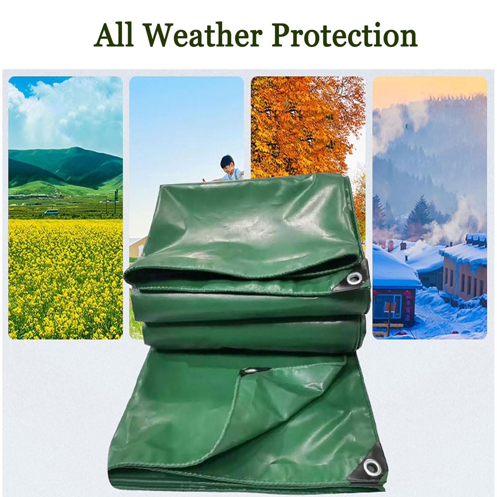 Lona resistente de 2 x 8 m, impermeable, resistente a la intemperie, con ojales inoxidables para perreras, gallineros, estanques, heno, protección al aire libre