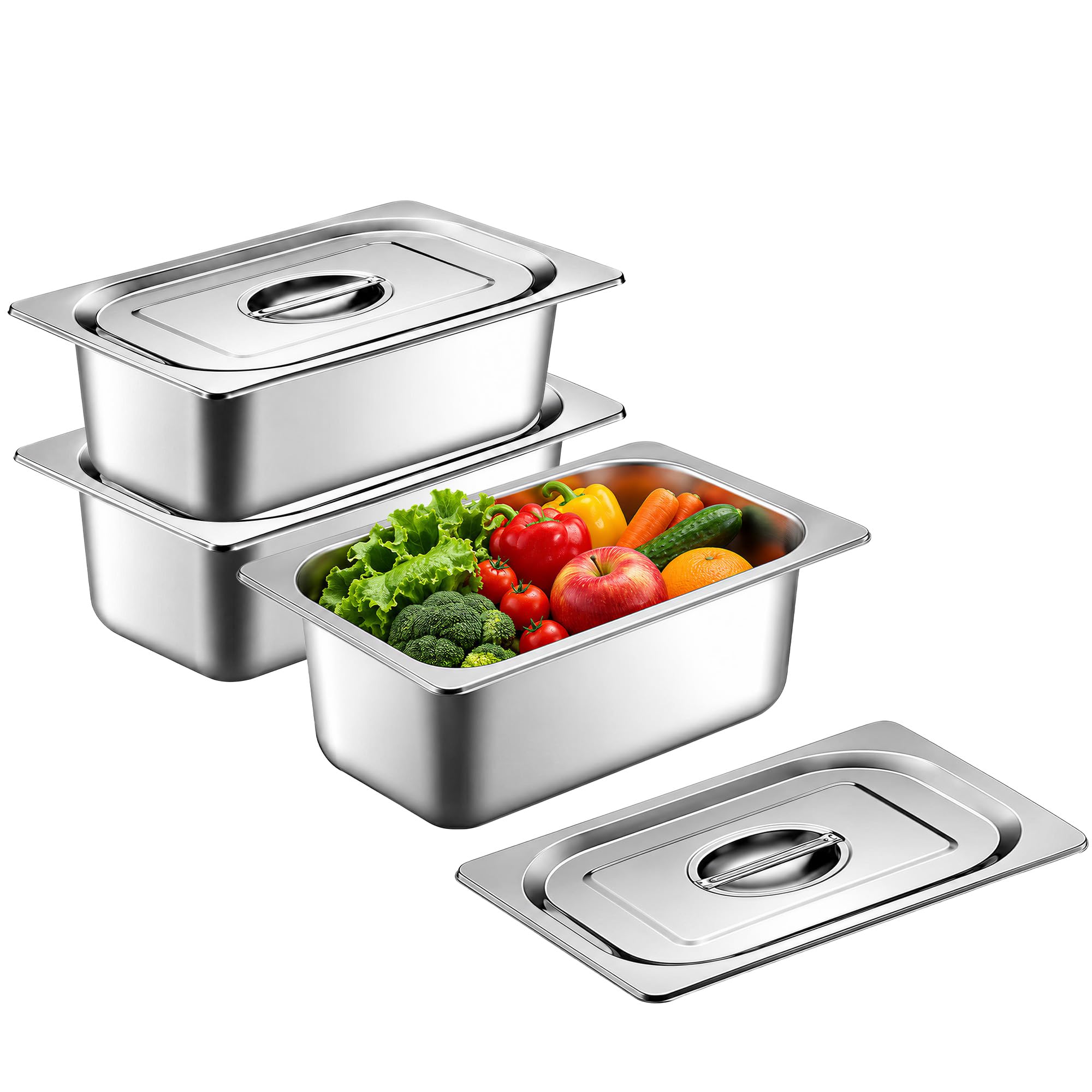 Set di 3 contenitori GN 1/2 con coperchio, 32,5 x 26,5 x 6,5 cm