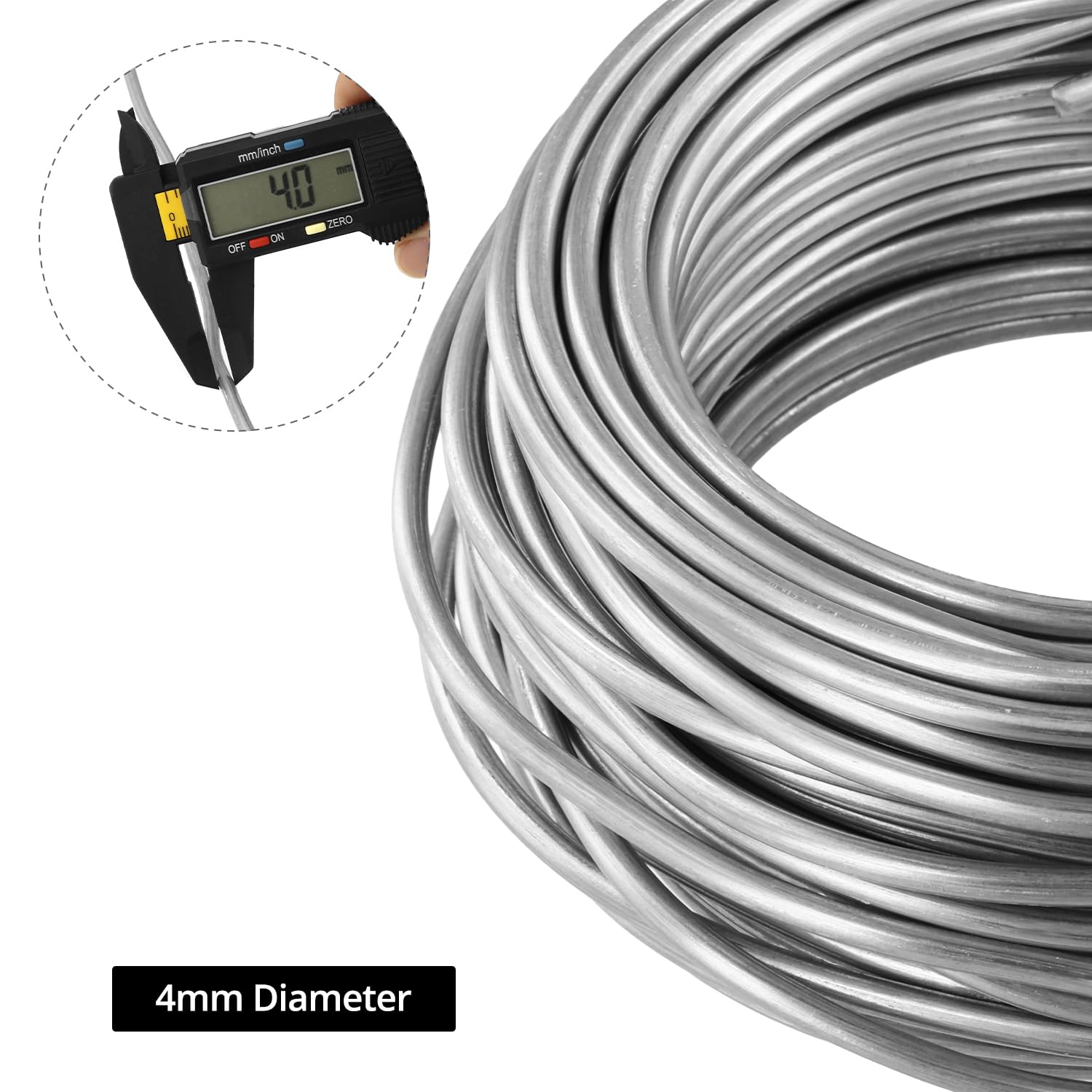 4 rollen modelleerbare ijzerdraad, 3 mm, flexibele metaaldraad, aluminiumdraad voor sieraden, zilver, geschikt voor doe-het-zelf sieraden, doe-het-zelf en handwerk, sculptuur, bonsai (5 m/rol