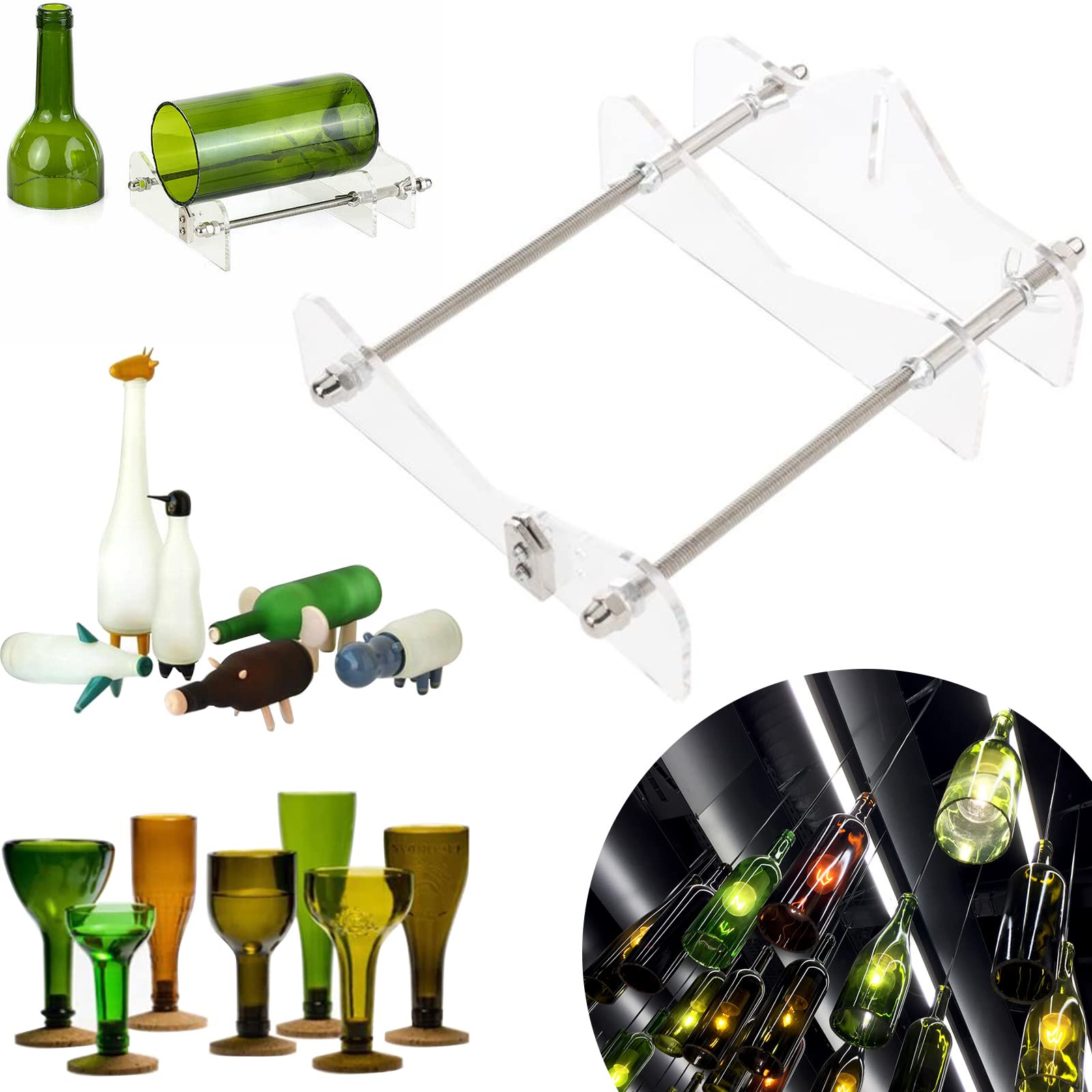 Glass Bottle Cutter, TOPAUP 4 in 1 Bottle Cutter Machine Tools for Wine, Beer, Champagne and Jars Bottles, DIY Cutting Tool Kit for Home Bar Decoration