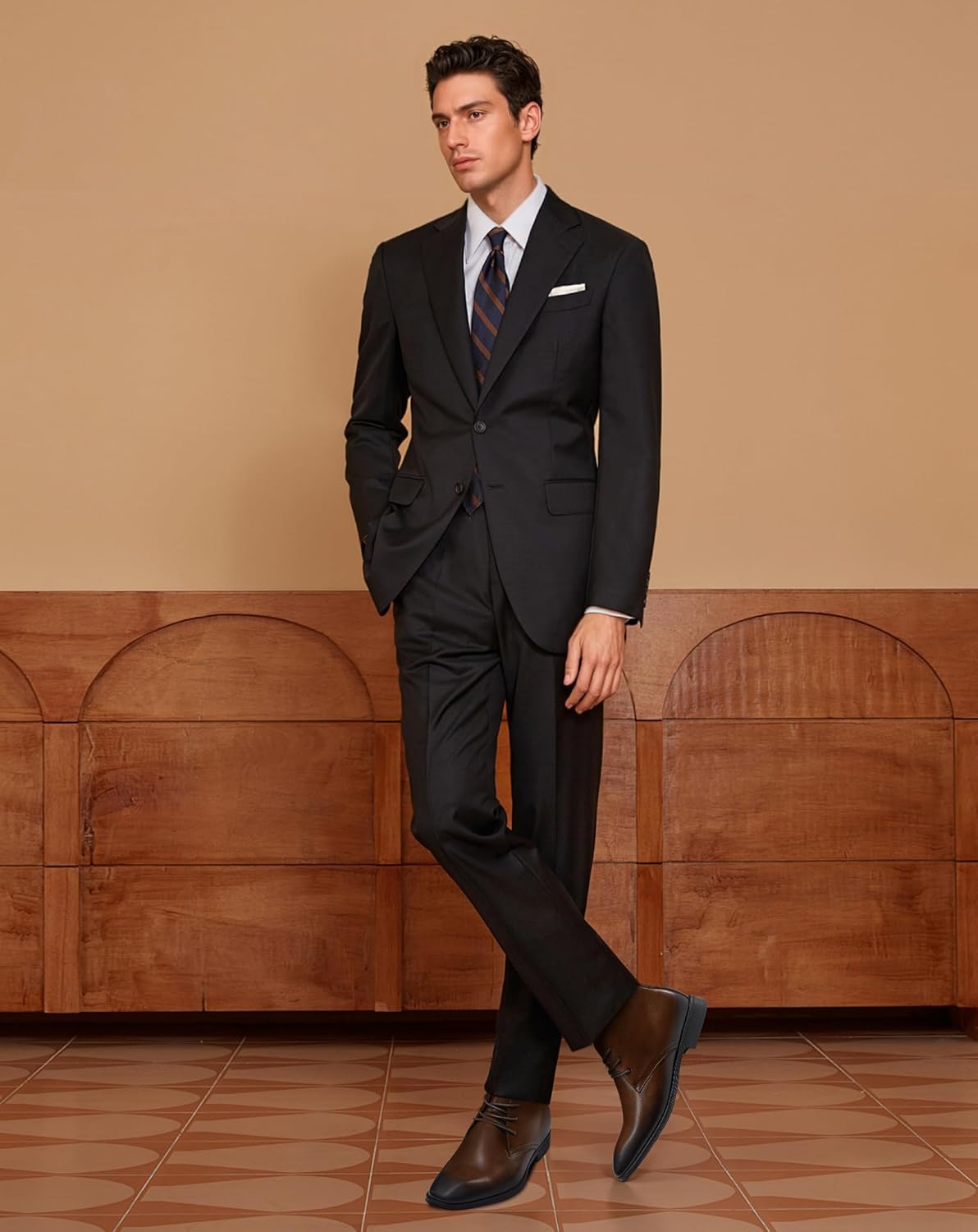 Holy dove Mens Dress Boots, Premium Leather Oxford Chukka in Brown, Non-Slip Waterproof Business Boots for Men (Size 12) - Image 2