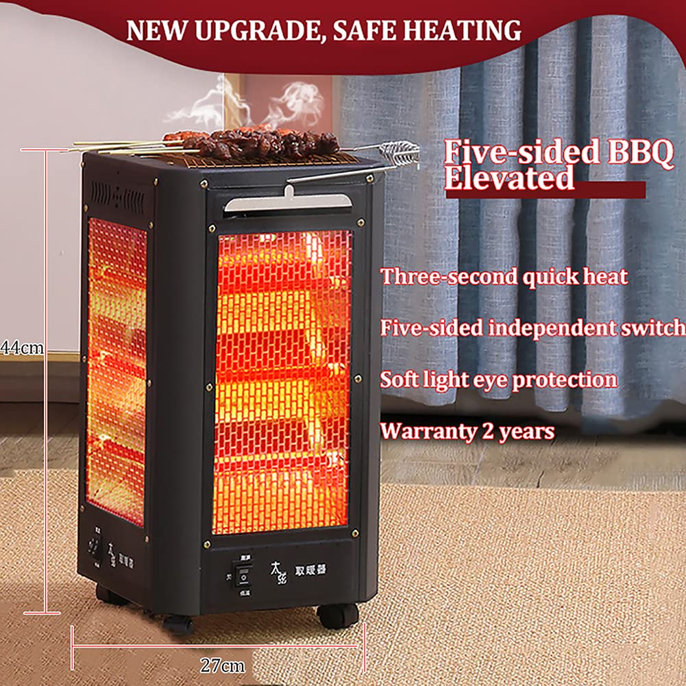 Fan Heater u200b Electric Heater Energy Saving Quiet Five-Sided Heating One- Sided Power 400 W Quartz Heating Tube 360° Omnidirectional Heating Grill  Oven Suitable for Family, Outdoor (Colour: Black) : Amazon.de: Home u0026
