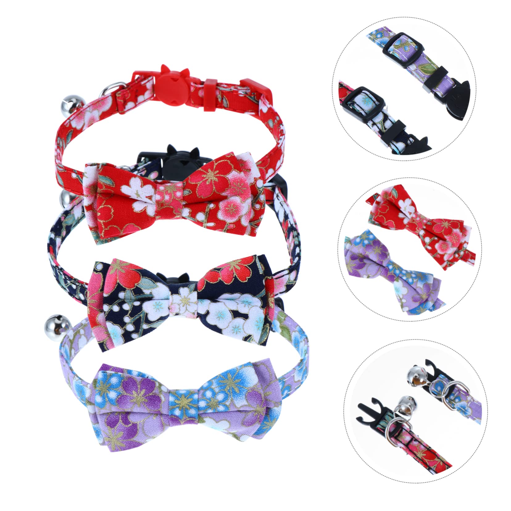 BESPORTBLE 9stücke Verstellbarer Katzenhalsband Mit Glöckchen Und Schleife Blumenmuster Farben Für Haustiere Für Süße Katzen Und Kätzchen