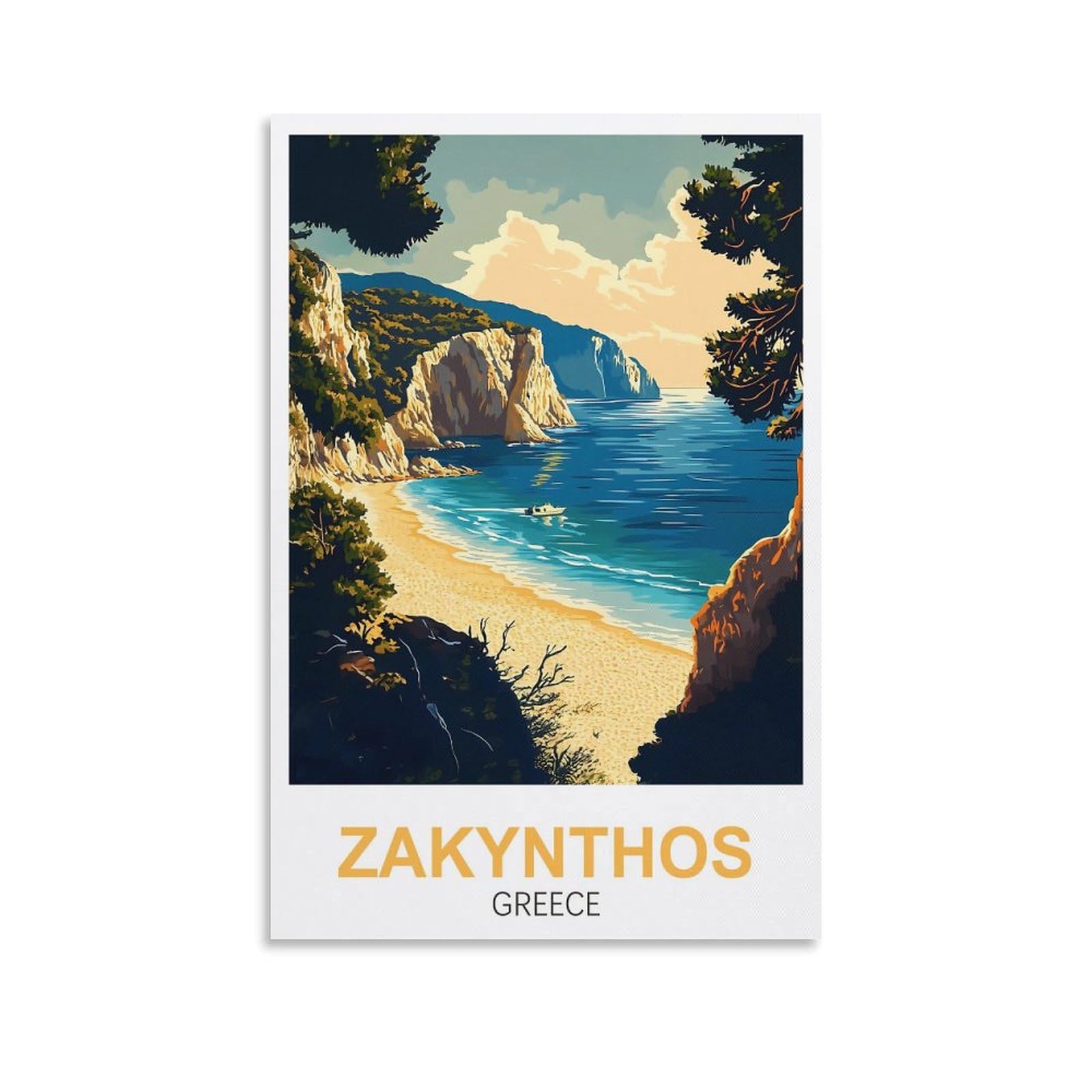 Xllyxygjq Unframe-Style Zakynthos Greece Vintage Travel Poster 08X12inch(20X30cm) Canvas Wall Art Poster Print Artwork Painting Picture For Home Decoration Living Room Office Bedroom