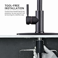 Vista 7 de WEWE Grifos de cocina con pulverizador desplegable, grifo de cocina de estilo granja en bronce cepillado con aceite, comercial, moderno, de arco