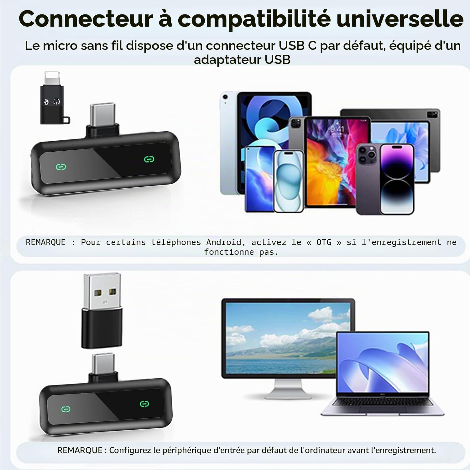 XIXIXIAXIA Micro Cravate sans Fil pour iPhone,iPad, Android,Caméra, Ordinateur, Portable, Mini Microphone avec réduction du Bruit, appairage Automatique,pour Vlogging,Enregistrement vidé, Vlog